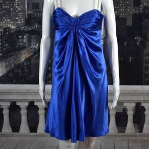 Laundry by Design size 2 Blue Silk Ruched Knee Length Dress